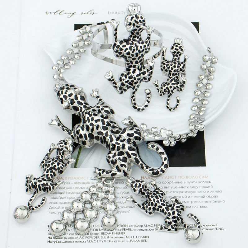 Leopardo afrikietiški auskarai rinkiniai Papuošalai Mada Moterys Paauksuoti Žiedai Apyrankės Vestuviniai karoliai pakabukas Dubajaus pakabukas vakarėlio dovana