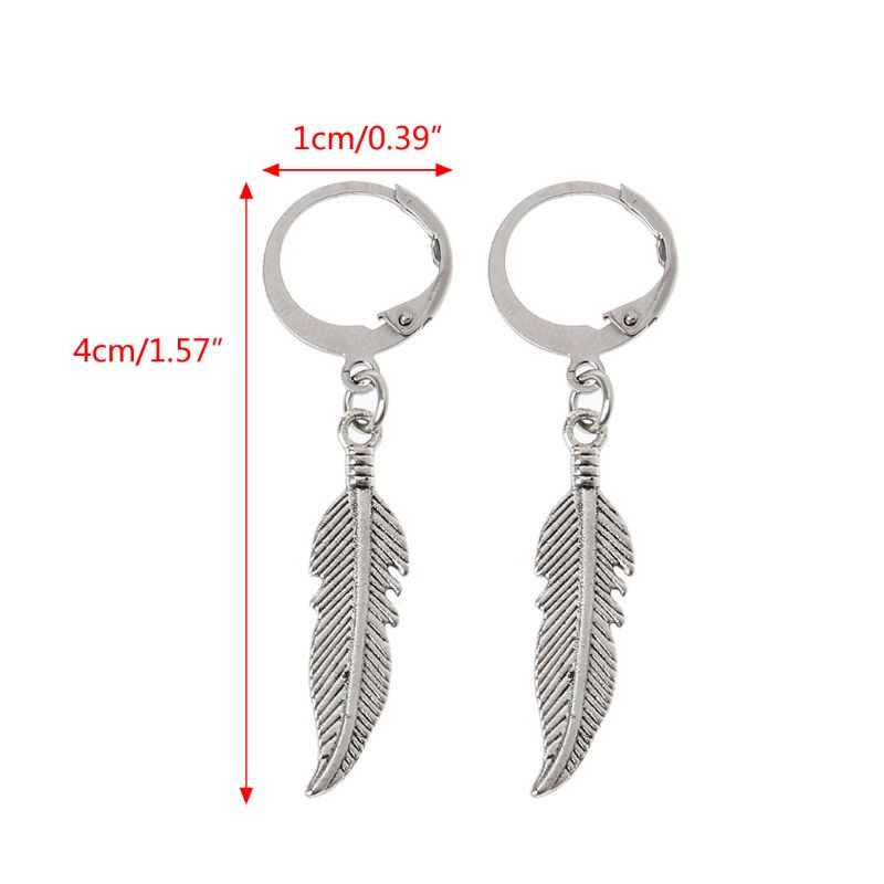 Vintažinių lapų titano plieno plunksnų pakabukas su lanku auskarai korėjietiški papuošalai unisex