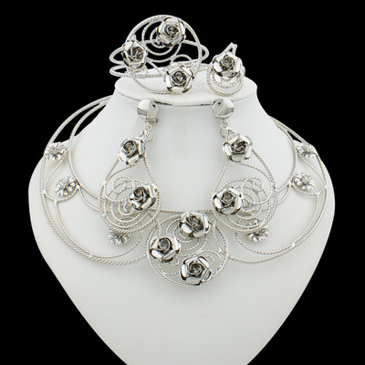 Set de bijuterii pentru nunți braziliene pentru femei Colier și cercei cu cercei de culoare Bijuterii placate cu aur Dubai african Cadouri