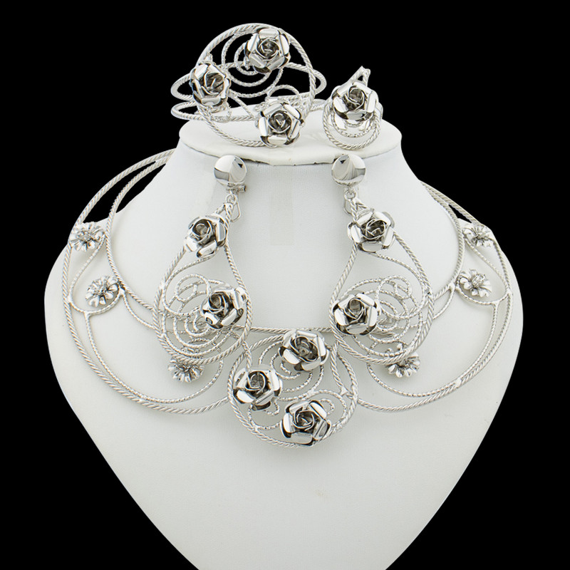 Set de bijuterii pentru nunți braziliene pentru femei Colier și cercei cu cercei de culoare Bijuterii placate cu aur Dubai african Cadouri