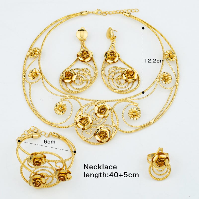 Set de bijuterii pentru nunți braziliene pentru femei Colier și cercei cu cercei de culoare Bijuterii placate cu aur Dubai african Cadouri