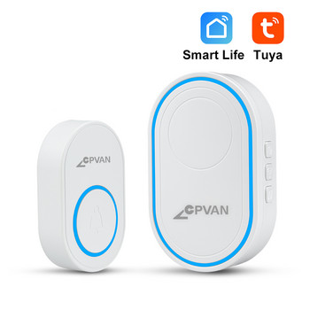 CPVAN Intelligent Wireless Doorbell 58 Ring Songs Smart Door Bell Chime EU UK US Plug TUYA APP Σύστημα συναγερμού Wifi Doorbell