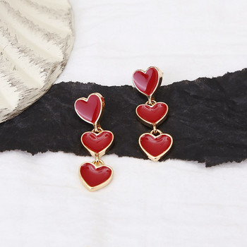 Γλυκό κόκκινο μαύρο χρώμα σμάλτο Heart Water Drop σκουλαρίκια για γυναίκες Μακριά απλή γεωμετρία ασύμμετρο σκουλαρίκι κοσμήματα Δώρο χονδρικής