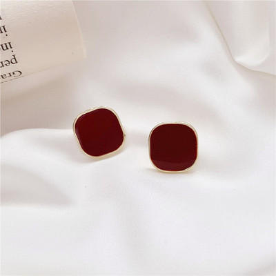 Slatke crvene, crne boje, emajlirane naušnice u obliku kapi vode za žene, duge, jednostavne geometrijske asimetrične naušnice, nakit, veleprodaja, poklon