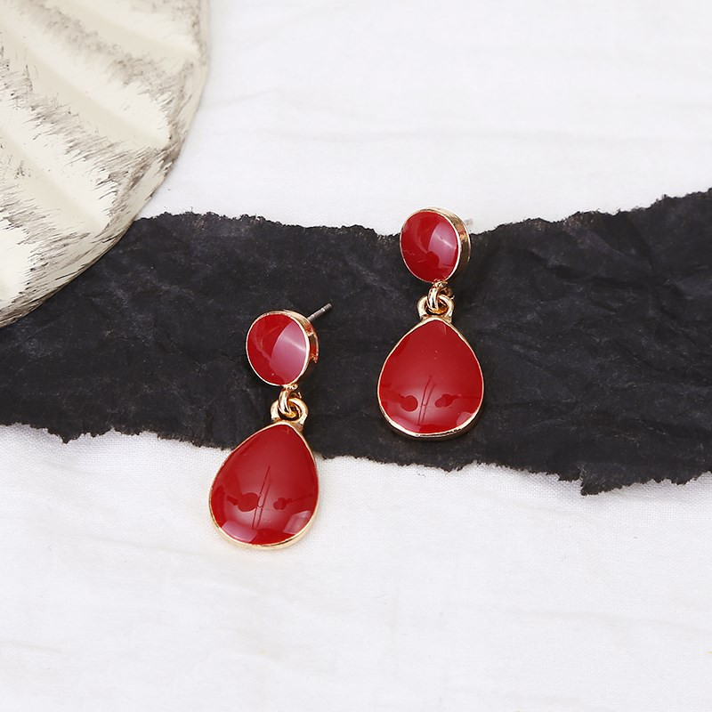 Slatke crvene, crne boje, emajlirane naušnice u obliku kapi vode za žene, duge, jednostavne geometrijske asimetrične naušnice, nakit, veleprodaja, poklon