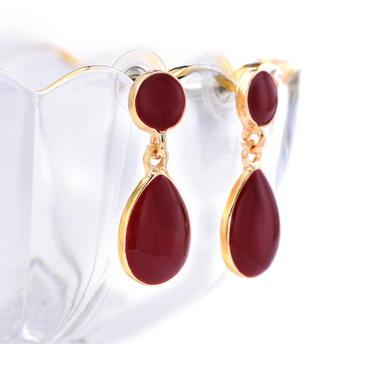 Slatke crvene, crne boje, emajlirane naušnice u obliku kapi vode za žene, duge, jednostavne geometrijske asimetrične naušnice, nakit, veleprodaja, poklon