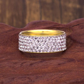 5 реда кристални пръстени от неръждаема стомана за жени 8 мм брачни халки Модни бижута