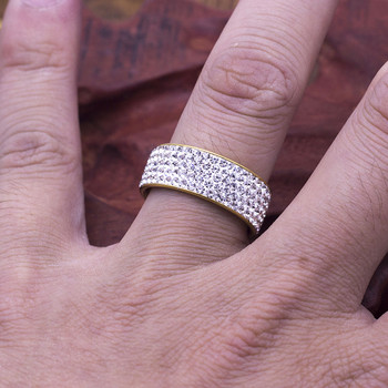 5 реда кристални пръстени от неръждаема стомана за жени 8 мм брачни халки Модни бижута