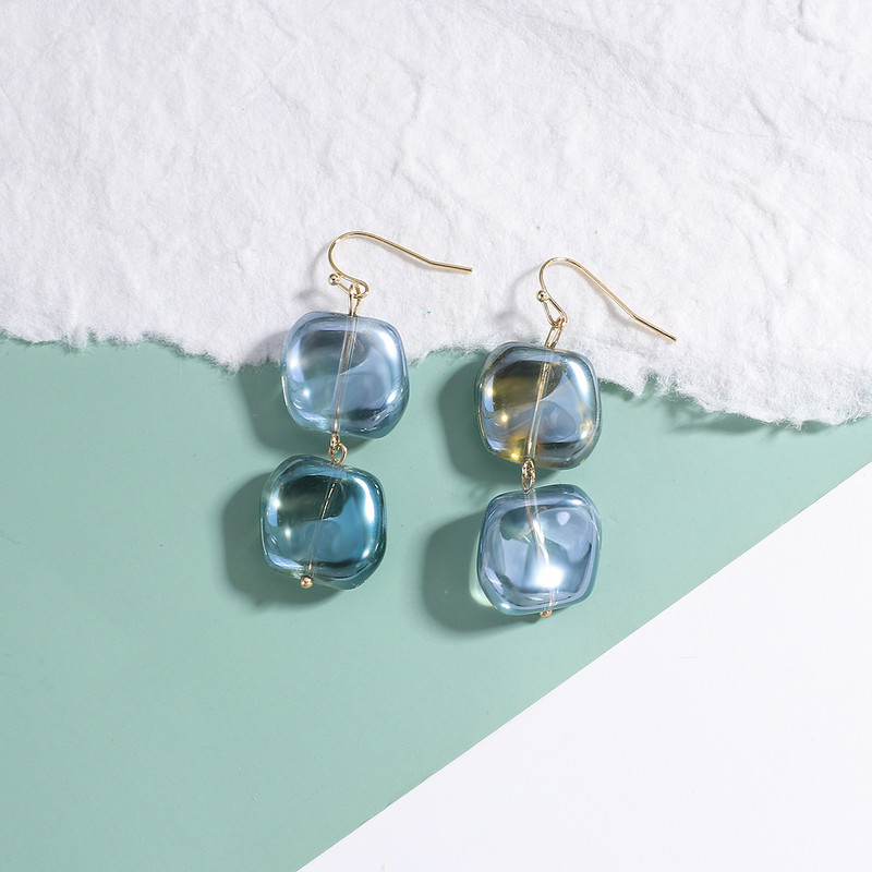 AENSOA 32 Styles Mėlyni geometriniai akrilo dervos kabantys auskarai moterims Korėjos netaisyklingi ilgi auskarai pakabukai papuošalai