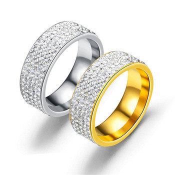 Πολυτελές δαχτυλίδι από ανοξείδωτο ατσάλι για γυναίκες Ανδρικά κοσμήματα με κρυστάλλινα στρας Βαχτυλίδια γάμου