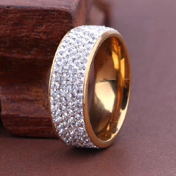 Πολυτελές δαχτυλίδι από ανοξείδωτο ατσάλι για γυναίκες Ανδρικά κοσμήματα με κρυστάλλινα στρας Βαχτυλίδια γάμου