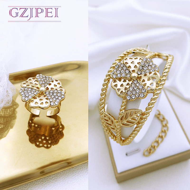 Olasz aranyozott ékszer készletek nőknek strassz ékszer nyaklánc készlet esküvői parti ajándék