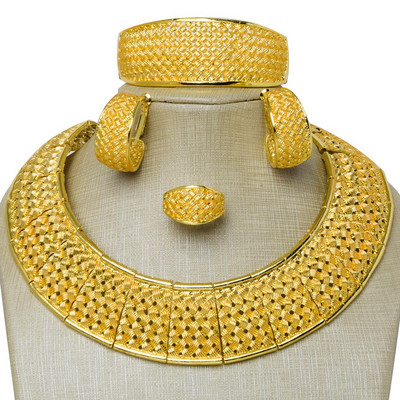 Saulėtas papuošalų rinkinys Paprastas Elegantiškas Vestuvių Auskarai Kaklo papuošalas Apyrankės Žiedas Moterims Afrikos pareiškimas jubiliejaus dovana Par