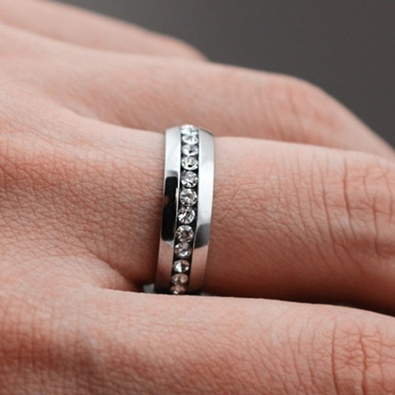 Amvie He ir jos poros žiedai, inkrustuoti cirkoniu, vyriški nerūdijančio plieno moteriški dvigubi vestuviniai žiedai sužadėtuvių dovana