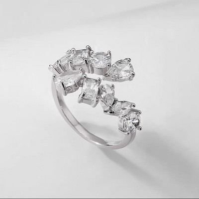 LXOEN naujos mados 3 sluoksnių netaisyklingi AAA kubinio cirkonio pora vestuviniai atviri reguliuoti žiedai moterims vakarėliui sidabro spalvos papuošalai