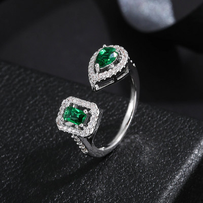 LXOEN naujos mados 3 sluoksnių netaisyklingi AAA kubinio cirkonio pora vestuviniai atviri reguliuoti žiedai moterims vakarėliui sidabro spalvos papuošalai