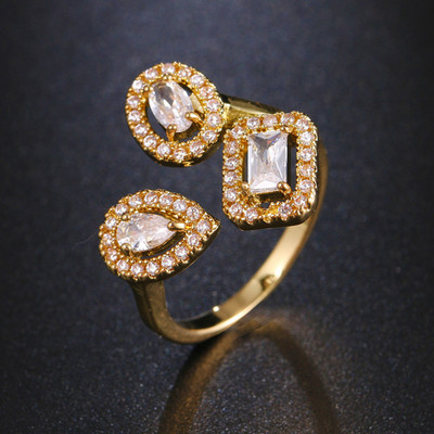 LXOEN naujos mados 3 sluoksnių netaisyklingi AAA kubinio cirkonio pora vestuviniai atviri reguliuoti žiedai moterims vakarėliui sidabro spalvos papuošalai