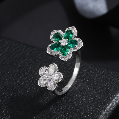 LXOEN naujos mados 3 sluoksnių netaisyklingi AAA kubinio cirkonio pora vestuviniai atviri reguliuoti žiedai moterims vakarėliui sidabro spalvos papuošalai