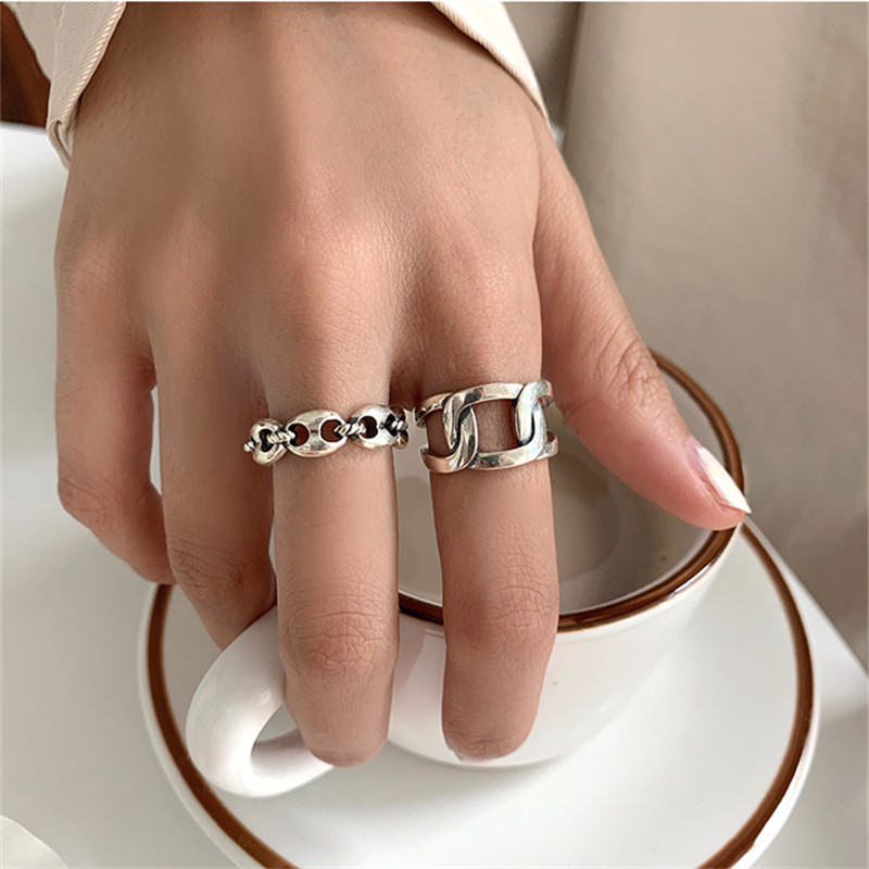 LIVVY Sidabrinė Spalva Geometrinio apskritimo spalva Reguliuojamas žiedas Minimalistiniai puikūs papuošalai moterims vakarėliui Dovana Reguliuojamas