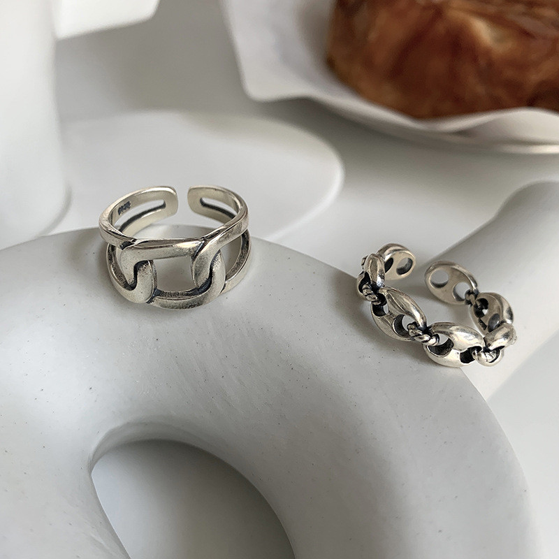 LIVVY Sidabrinė Spalva Geometrinio apskritimo spalva Reguliuojamas žiedas Minimalistiniai puikūs papuošalai moterims vakarėliui Dovana Reguliuojamas