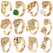 Nauji moteriški papuošalai Hip-hopo asmenybės, leopardo spausdinimo žiedas atviras žiedas Populiarus tinklinis raudonas, retro uodegos žiedas vakarėliui šventinė dovana