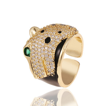 Νέο γυναικείο κοσμήματα Hip-hop Personality Leopard Δαχτυλίδι με ανοιχτό δαχτυλίδι Δημοφιλές δικτυωτό κόκκινο ρετρό δαχτυλίδι ουράς για γιορτινό δώρο