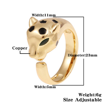 Nauji moteriški papuošalai Hip-hopo asmenybės, leopardo spausdinimo žiedas atviras žiedas Populiarus tinklinis raudonas, retro uodegos žiedas vakarėliui šventinė dovana