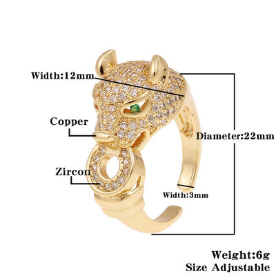 Nauji moteriški papuošalai Hip-hopo asmenybės, leopardo spausdinimo žiedas atviras žiedas Populiarus tinklinis raudonas, retro uodegos žiedas vakarėliui šventinė dovana