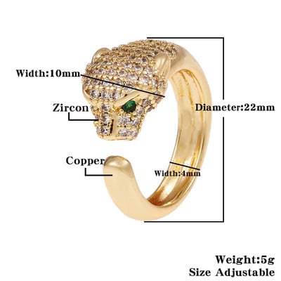 Nauji moteriški papuošalai Hip-hopo asmenybės, leopardo spausdinimo žiedas atviras žiedas Populiarus tinklinis raudonas, retro uodegos žiedas vakarėliui šventinė dovana