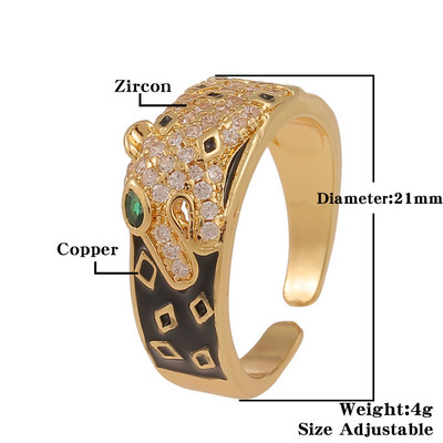 Nauji moteriški papuošalai Hip-hopo asmenybės, leopardo spausdinimo žiedas atviras žiedas Populiarus tinklinis raudonas, retro uodegos žiedas vakarėliui šventinė dovana