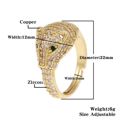 Nauji moteriški papuošalai Hip-hopo asmenybės, leopardo spausdinimo žiedas atviras žiedas Populiarus tinklinis raudonas, retro uodegos žiedas vakarėliui šventinė dovana