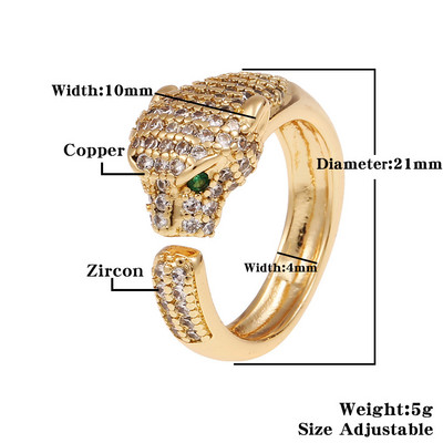 Nauji moteriški papuošalai Hip-hopo asmenybės, leopardo spausdinimo žiedas atviras žiedas Populiarus tinklinis raudonas, retro uodegos žiedas vakarėliui šventinė dovana