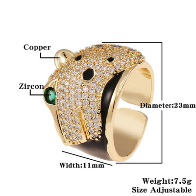 Nauji moteriški papuošalai Hip-hopo asmenybės, leopardo spausdinimo žiedas atviras žiedas Populiarus tinklinis raudonas, retro uodegos žiedas vakarėliui šventinė dovana