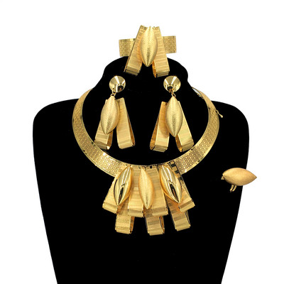 Moterų karolių papuošalų rinkinys 24K dideli karoliai, auskarai, apyrankės, mados tendencijos, drabužiai, nemokamas pristatymas, papuošalai FHK13320