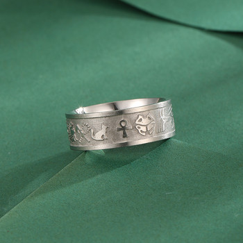 LUTAKU Винтидж египетски пръстен с гравиране от неръждаема стомана за жени, мъже, пънк амулет, улично облекло, бижута, подарък