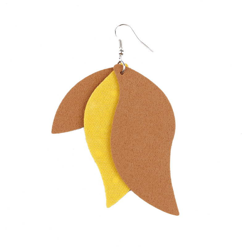 3 sluoksnių Natūralios odos ašarų auskarai Blizgančių lapų rašto auskarai moterims Karštai madingi auskarai Didmeninė prekyba