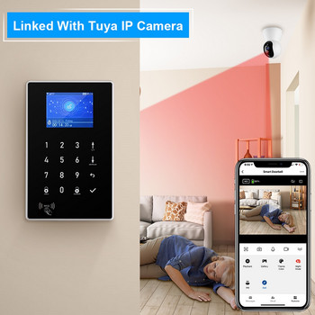 Wsdcam Tuya WiFi GSM Домашна охранителна алармена система Комплект безжична аларма за кражба със сензор за движение Работи с Alexa и Google