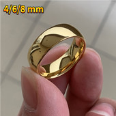 4–8 MM augstas pulēšanas klasiskās zelta krāsas pāris sola laulības gredzenu no nerūsējošā tērauda gredzeni sievietēm vīriešiem saderināšanās dāvanu rotaslietas