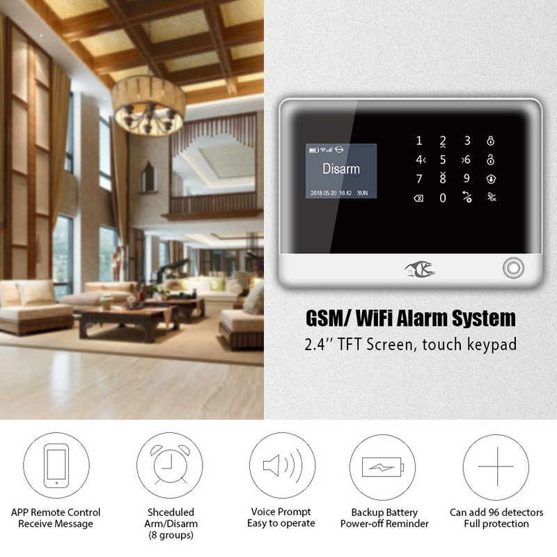 SMARSECUR ruski španjolski engleski H6 WIFI GSM alarmni sustav Sigurnost kućnog GSM alarmnog sustava APP Control Alarm DIY Kit-45