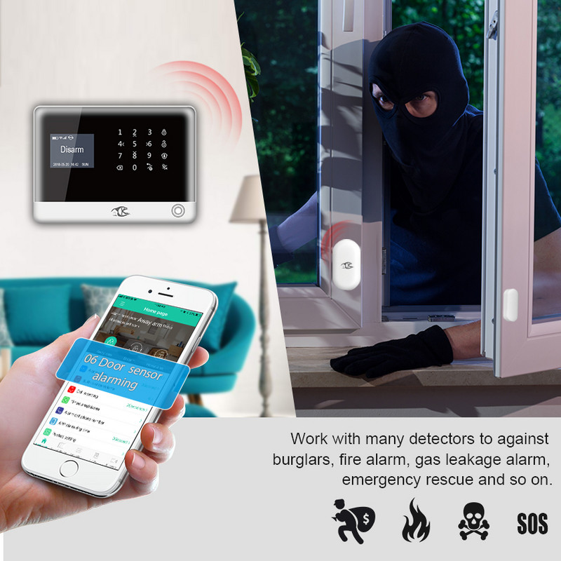 SMARSECUR ruski španjolski engleski H6 WIFI GSM alarmni sustav Sigurnost kućnog GSM alarmnog sustava APP Control Alarm DIY Kit-45