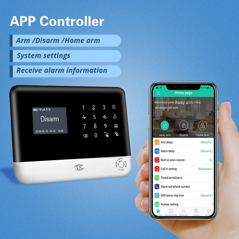 SMARSECUR ruski španjolski engleski H6 WIFI GSM alarmni sustav Sigurnost kućnog GSM alarmnog sustava APP Control Alarm DIY Kit-45
