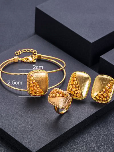 Janekelly luxus egyedi afrikai karkötő karkötő gyűrű szett nőknek esküvői cirkon kristály CZ Dubai menyasszonyi ékszer szett