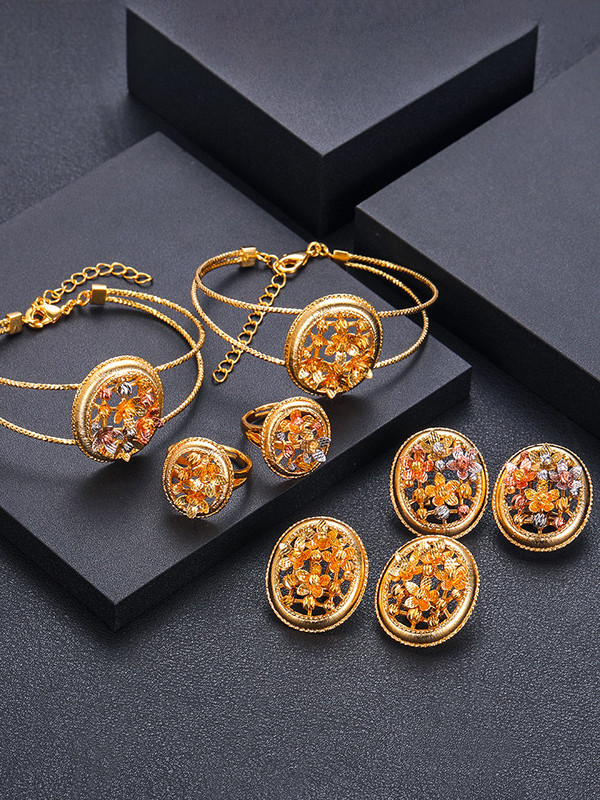 Janekelly luxus egyedi afrikai karkötő karkötő gyűrű szett nőknek esküvői cirkon kristály CZ Dubai menyasszonyi ékszer szett