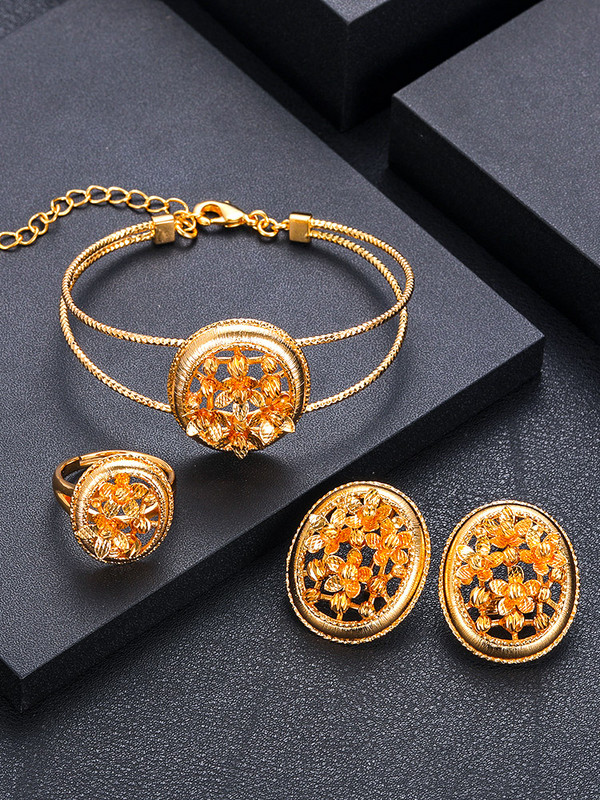 Janekelly luxus egyedi afrikai karkötő karkötő gyűrű szett nőknek esküvői cirkon kristály CZ Dubai menyasszonyi ékszer szett