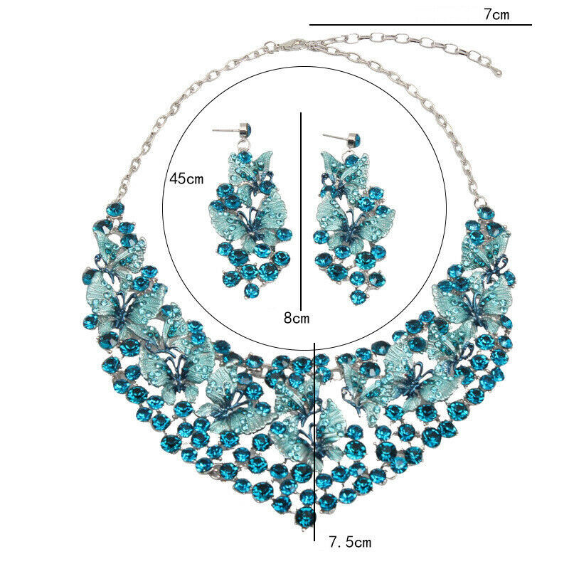 Prabangūs žali karoliai auskarai drugelių papuošalų rinkiniai pareiškimas nuotakos dovanos moterims vestuvių vakarėliui Indijos bižuterijos papuošalai