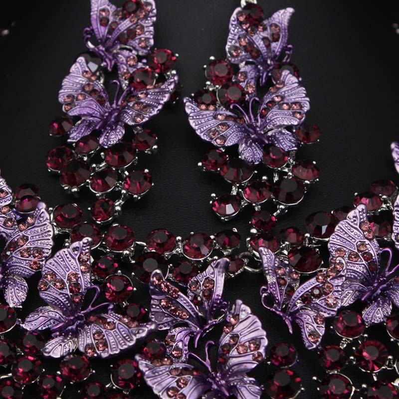 Prabangūs žali karoliai auskarai drugelių papuošalų rinkiniai pareiškimas nuotakos dovanos moterims vestuvių vakarėliui Indijos bižuterijos papuošalai