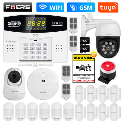 Fuers W210 Tuya išmaniosios signalizacijos sistemos komplektas WIFI GSM signalizacija išmaniojo namo signalizacija spalvota LCD ekranas apsauga 3MP IP kamera