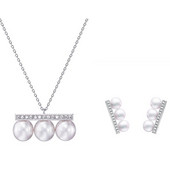 Kurshuni Balance Bar perlų pakabukas karoliai su kubiniu cirkonio akmeniu moterims Prabangus kokybiškas auskarų papuošalų rinkinys Vestuvių vakarėlis