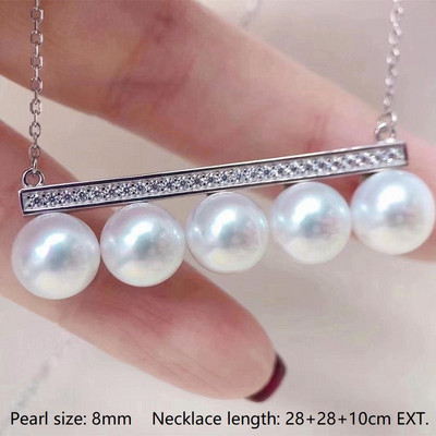 Kurshuni Balance Bar perlų pakabukas karoliai su kubiniu cirkonio akmeniu moterims Prabangus kokybiškas auskarų papuošalų rinkinys Vestuvių vakarėlis