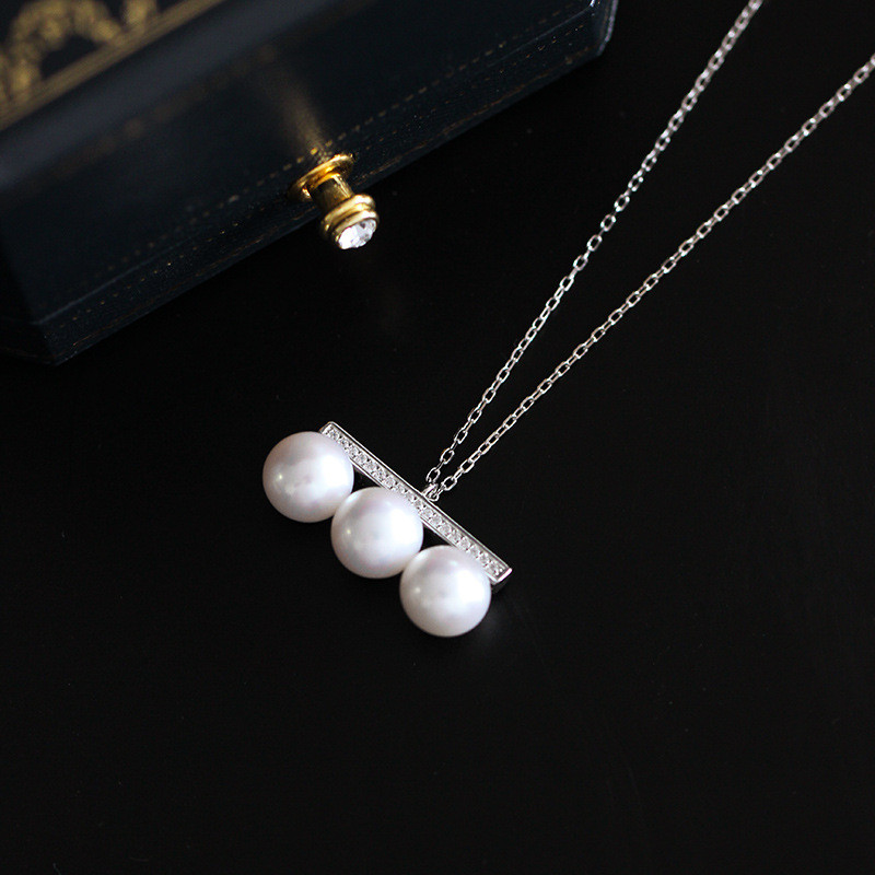 Kurshuni Balance Bar perlų pakabukas karoliai su kubiniu cirkonio akmeniu moterims Prabangus kokybiškas auskarų papuošalų rinkinys Vestuvių vakarėlis